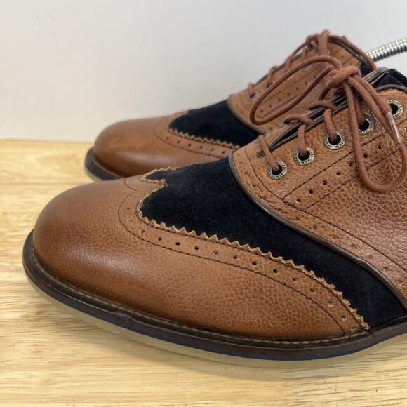 Mens Johnston & Murphy Wingtip Brogue Brown Blue Dress Derby Shoes Size 10.5 M main image 16